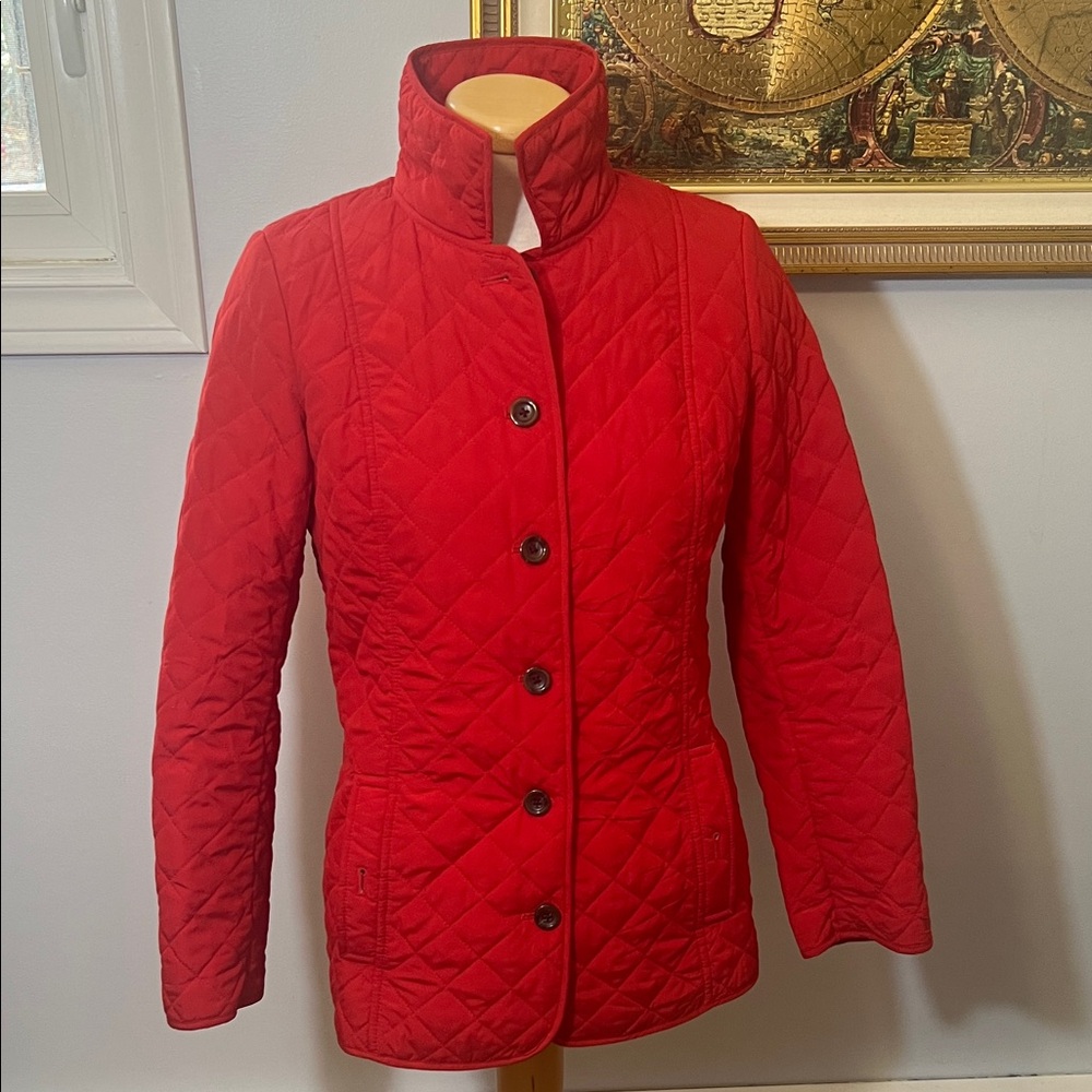 J. Jill Red Quilted Puffer Jacket